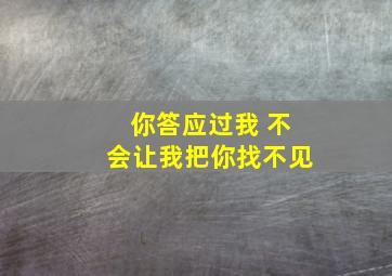 你答应过我 不会让我把你找不见